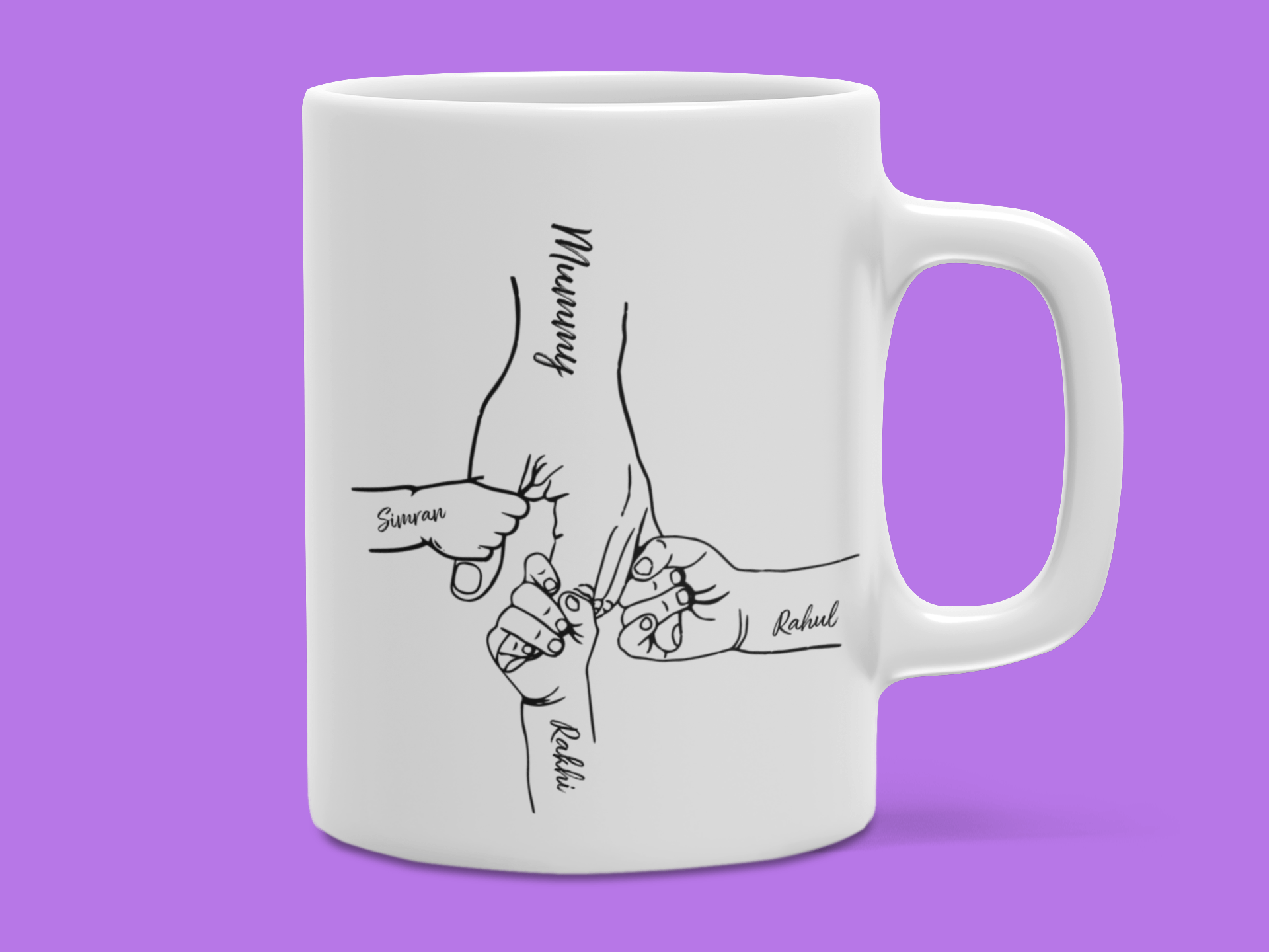 Holding Hands Custom Mom and Dad Mug Set