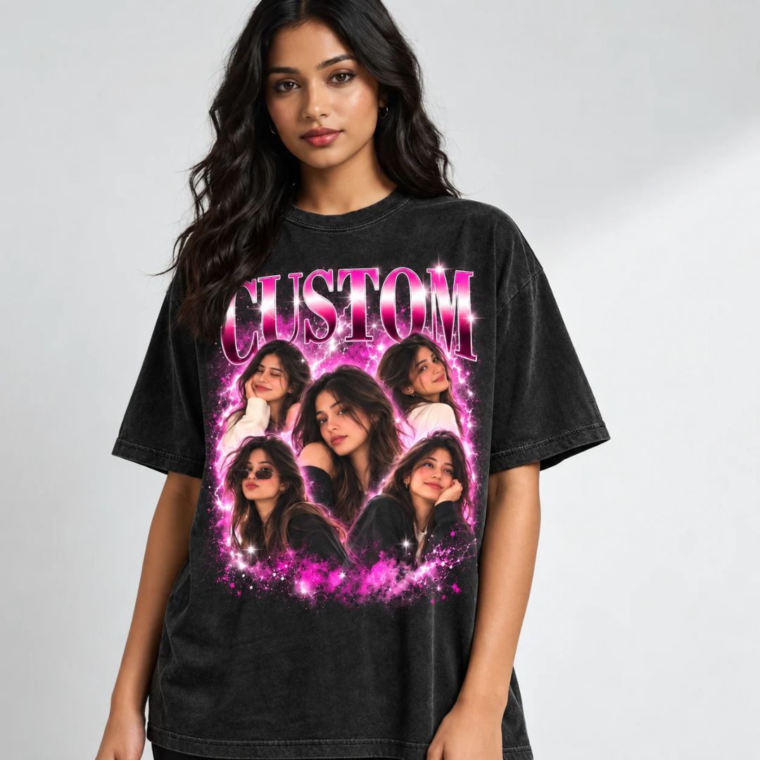Custom Photo Collage Oversized T-Shirt