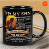 MG110_ To my Son Love, dad black Mugs - ArniArts Mekanshi IndiaMG110_ To my Son Love, dad black Mugs